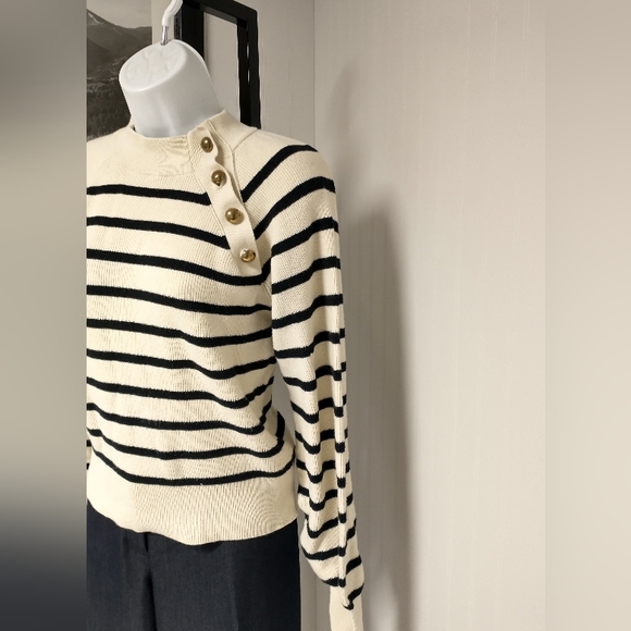 Who What Wear Long Sleeve Stripe Crewneck Pullover Knit Sweater Size XS - Picture 5 of 9